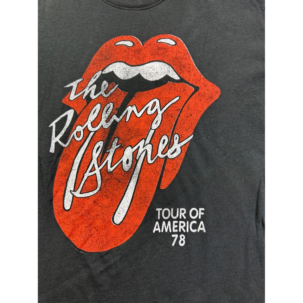 The Rolling Stones Tour of America 78 Graphic T-Shirt Black Cotton Mens Large